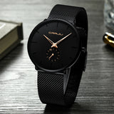 CRRJU - Luxury Quartz Watch with Slim Steel Mesh