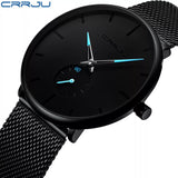 CRRJU - Luxury Quartz Watch with Slim Steel Mesh