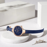 Blue Quartz Watch with Leather Strap