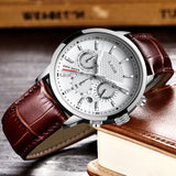 LIGE - Casual Quartz Watch with Leather Strap