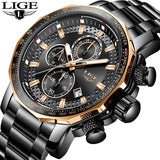 LIGE - Classy Big Dial Waterproof Watch